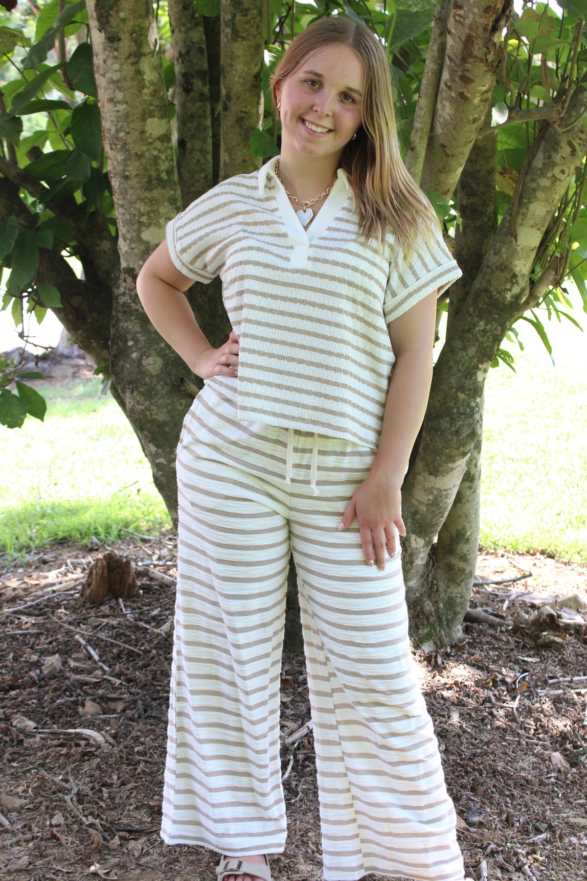 Striped Collared Set