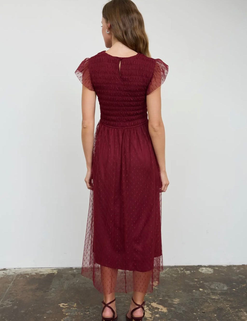 Clothed in Grace Burgundy Dress