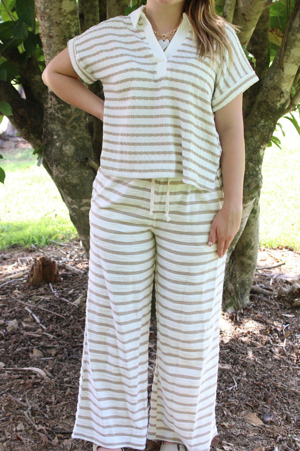 Striped Collared Set