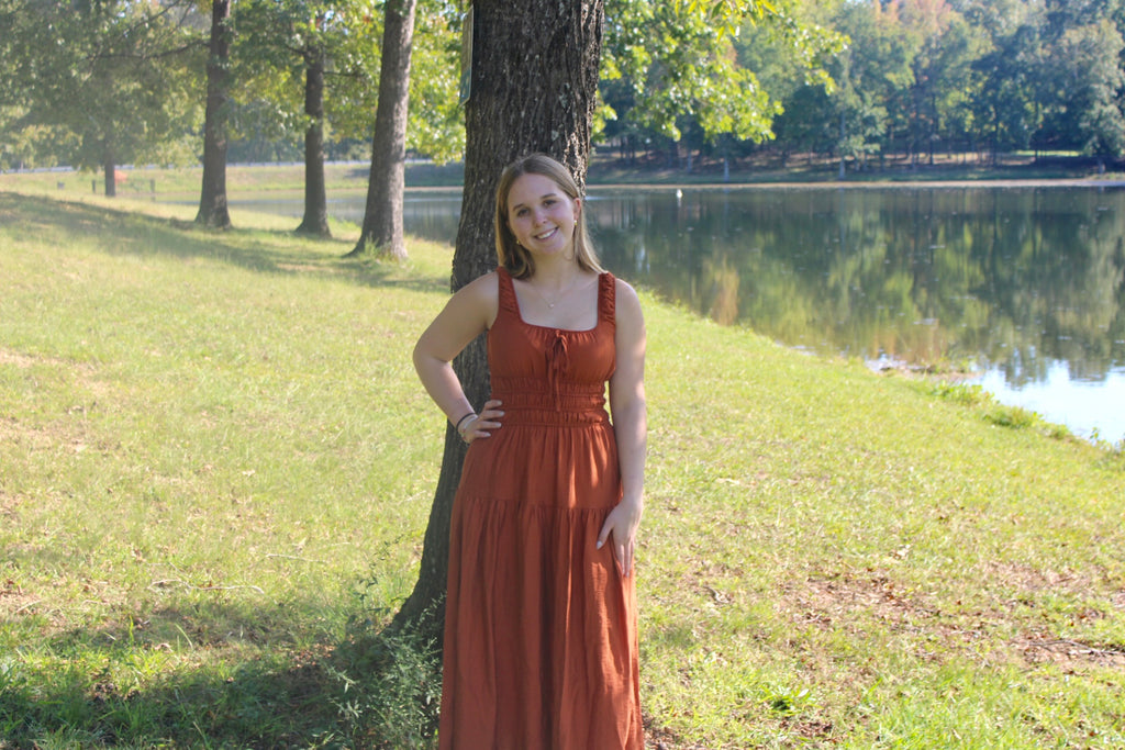 Rust Tiered Maxi Dress