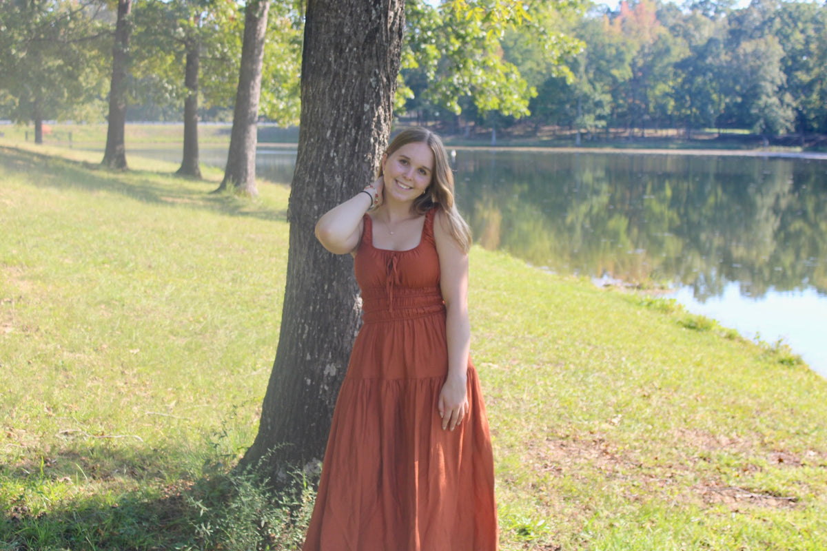 Rust Tiered Maxi Dress