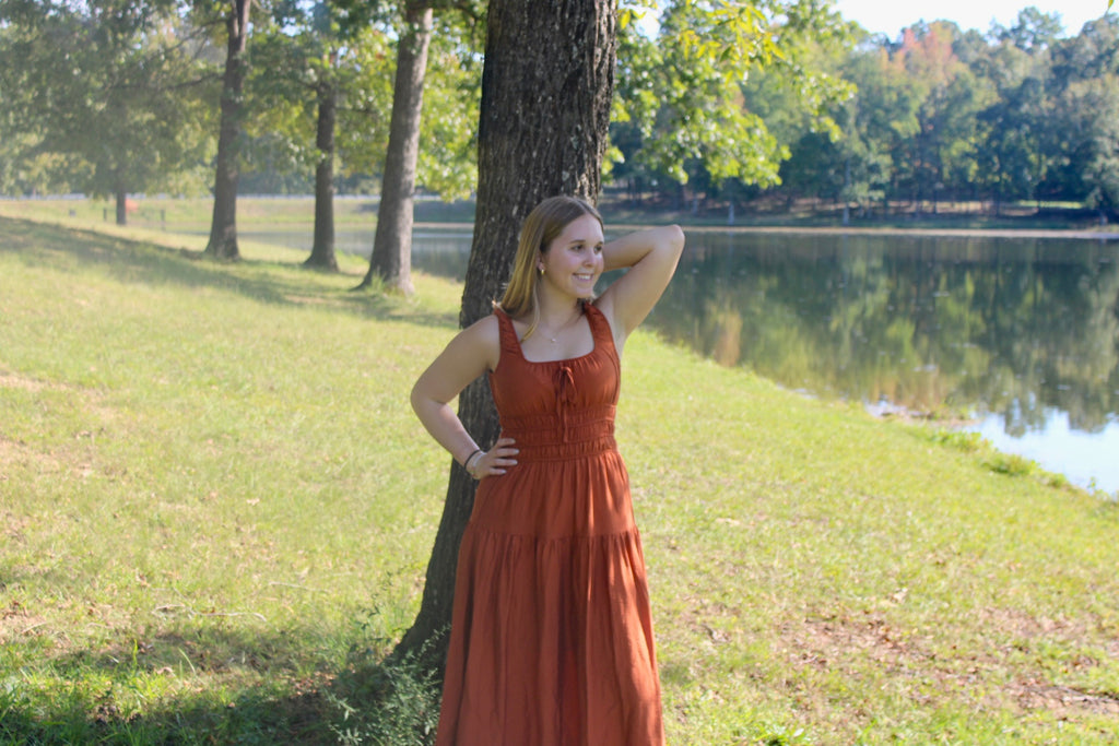 Rust Tiered Maxi Dress