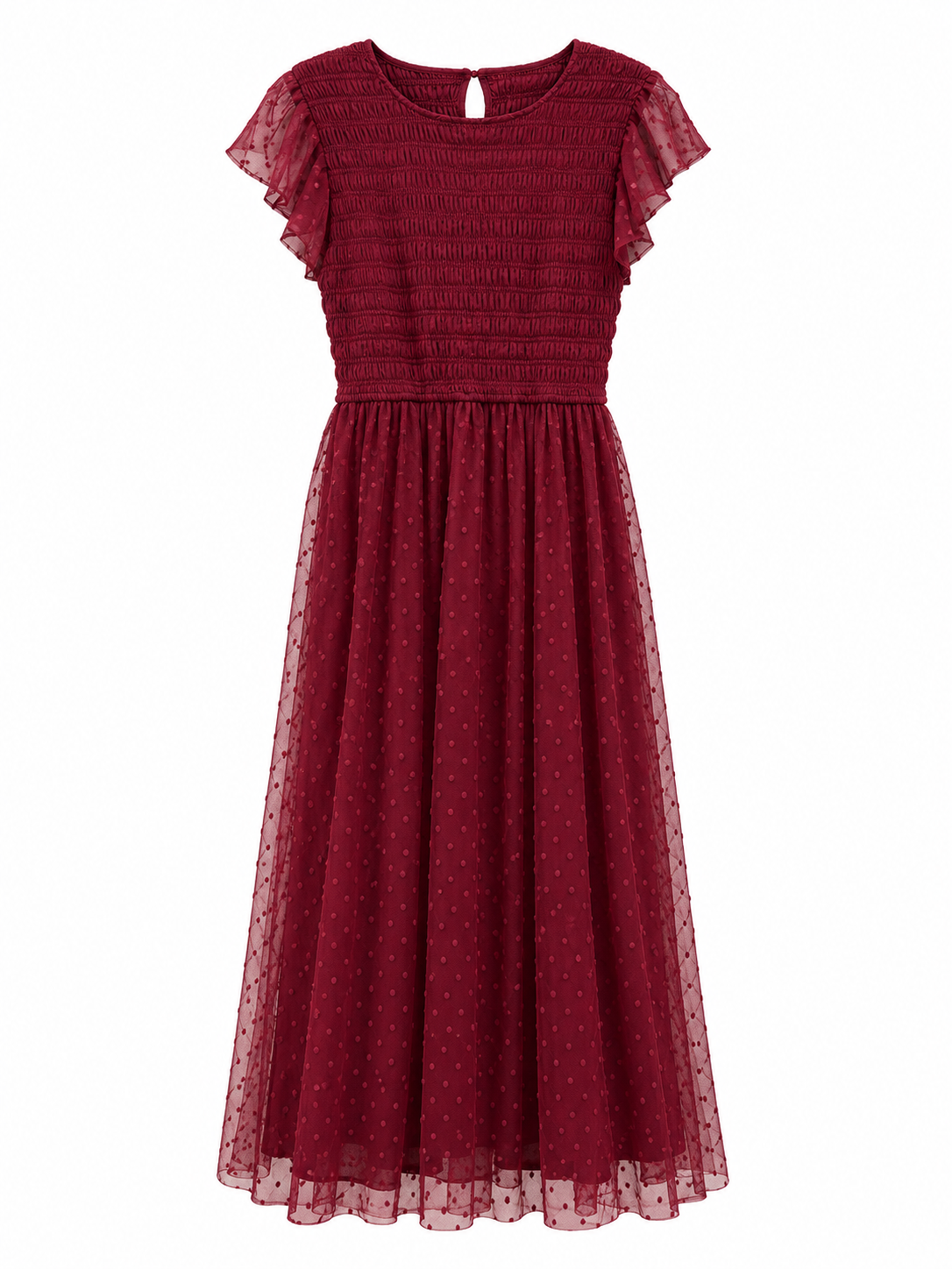 Clothed in Grace Burgundy Dress