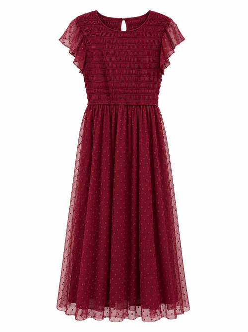 Clothed in Grace Burgundy Dress